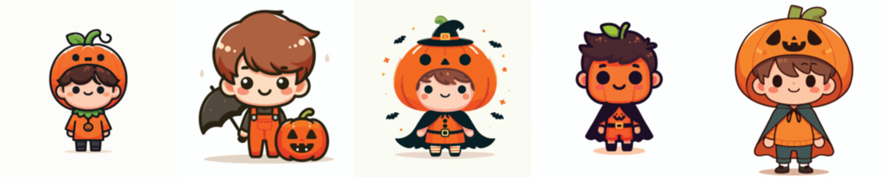 cute vector of a child in a pumpkin costume with a hellowin theme