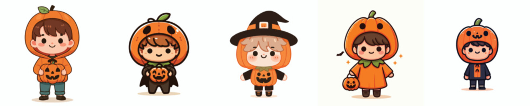 cute vector of a child in a pumpkin costume with a hellowin theme