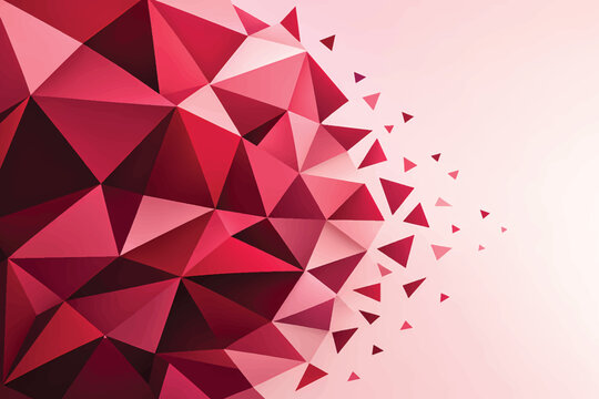 Red Low Poly Dispersing Polygon Cluster Vector Background with Floating Triangular Shards and Copy Space.