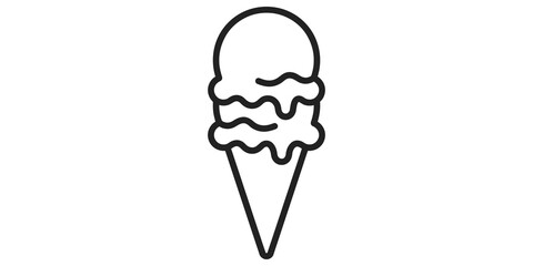 Fototapeta premium Delicious double scoop ice cream cone outline icon for summer desserts and menu design.