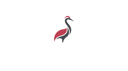 Naklejka premium Abstract red crane bird silhouette.