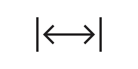 Thin horizontal double arrow between vertical lines for measurement and dimension technical drafting illustrations. © 扁平化图标 
