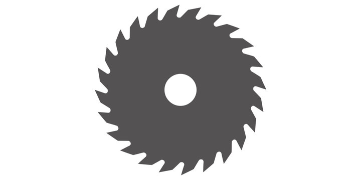 Circular saw blade icon for industry and construction, tool symbol.