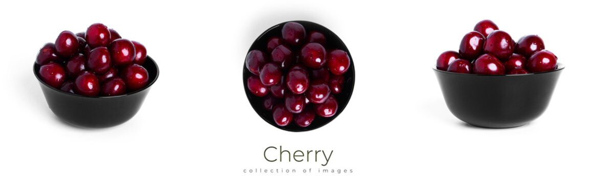 Cherry isolated on a white background. Sweet cherry berries on a white background. Red berries are isolated.