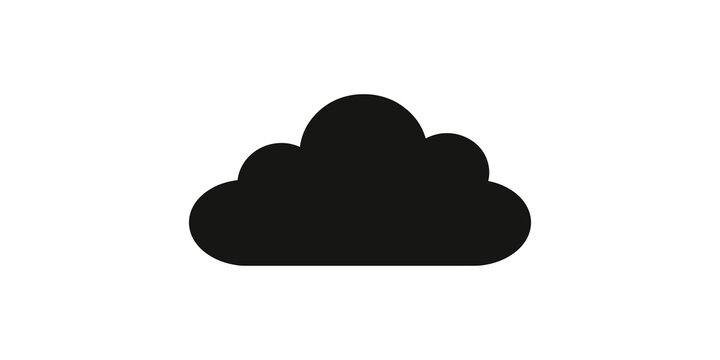 Black cloud icon silhouette on transparent background for weather forecast or data storage design.