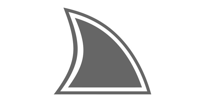 Shark fin icon featuring dark grey silhouette on transparent background for marine safety warning signs.