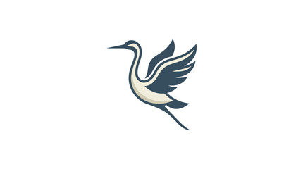 Naklejka premium Blue flying crane bird illustration.