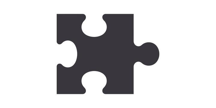 Single dark jigsaw puzzle piece representing strategic problem solving and conceptual connection for teamwork brainstorming sessions.