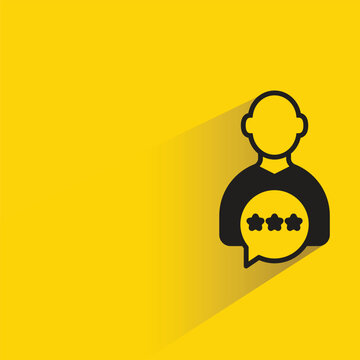 user feedback and star ranking icon with shadow on yellow background