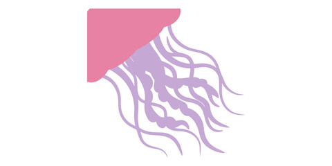 Pink and purple jellyfish illustration with flowing tentacles suitable for marine life designs. © 扁平化图标 