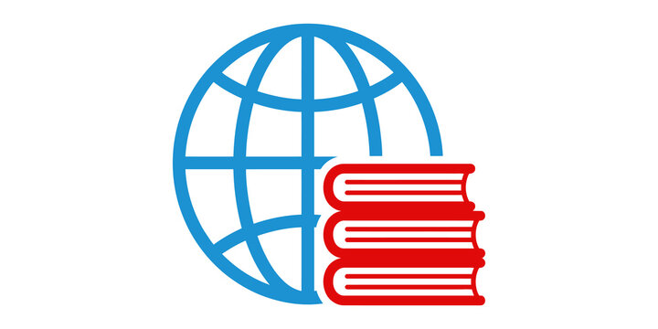 Globe and books for global education and international learning concepts.