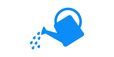 Blue watering can icon with water droplets isolated on transparent background for gardening and agriculture themes. © 扁平化图标 