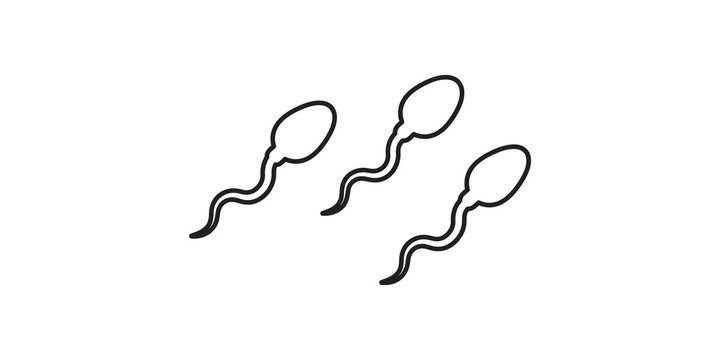 Three stylized dark outline sperm cells on transparent background representing reproduction and biology.