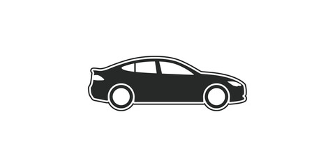 Naklejka premium Modern sedan car silhouette in dark grey color for automotive transportation and vehicle design concepts.