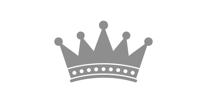 Elegant gray royal crown icon for luxury branding and heraldry graphic design elements.
