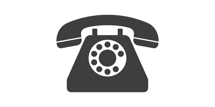 Classic rotary dial telephone icon for retro communication and vintage design.
