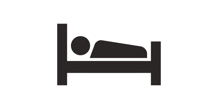Person resting in bed icon for hotel accommodation and lifestyle comfort imagery.