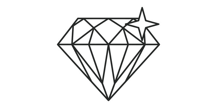 Sparkling diamond icon with geometric facets for luxury branding and jewelry design.