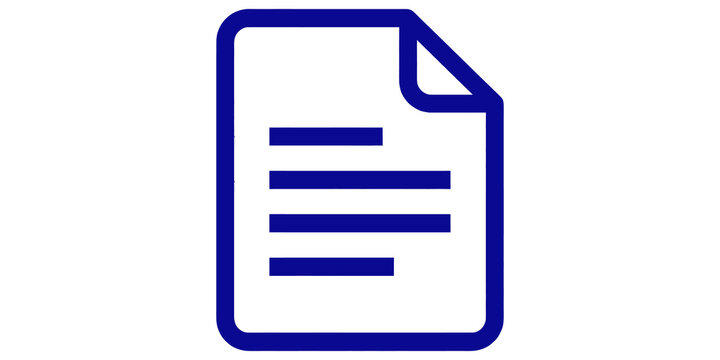 Document page file icon with dark blue outline for digital storage data management and office documentation.