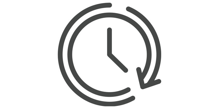History clock icon with dark gray circular arrow showing time reversal or undo action for user interface design elements.