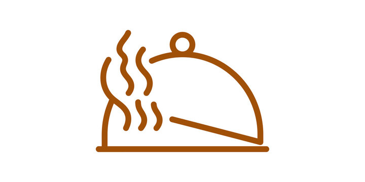 Food serving cloche icon in brown outline style representing restaurant catering hospitality and fine dining service concepts.