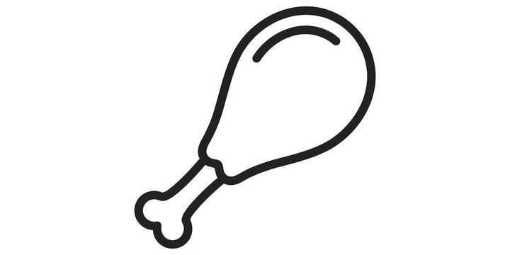 Outline vector icon of chicken leg meat with bone for food and restaurant menus.