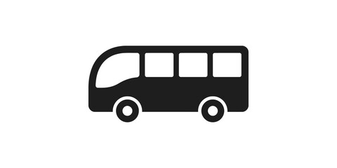 Side view black bus silhouette icon for public transportation and passenger travel graphic design. © 扁平化图标 