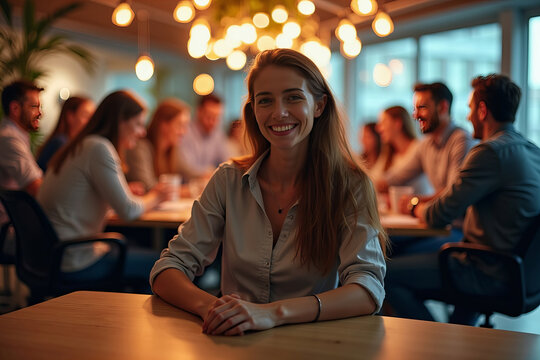 Highlighting Isolation: An Employee Sitting Alone Amidst a Joyful Office Celebration