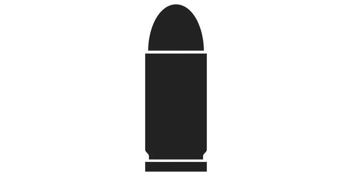 Gun bullet icon for ballistics weapons and military firearm ammunition graphic design.