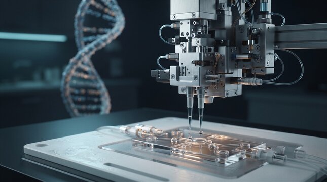 Biotechnology laboratory automation for genomic research and molecular diagnostics using precision microfluidic technology