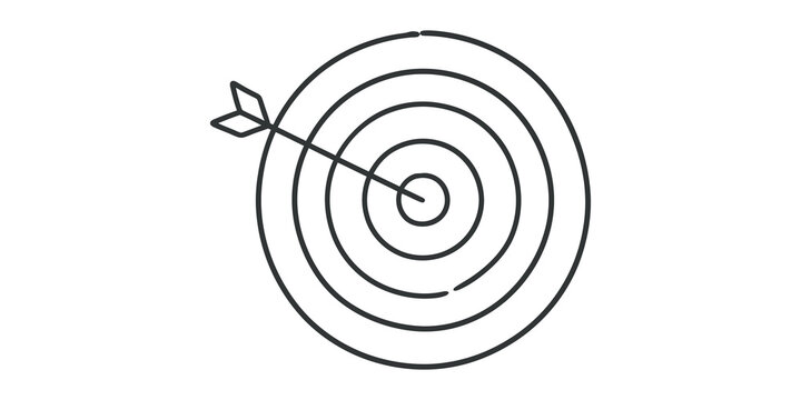 Target with arrow line art illustration for business success concepts.