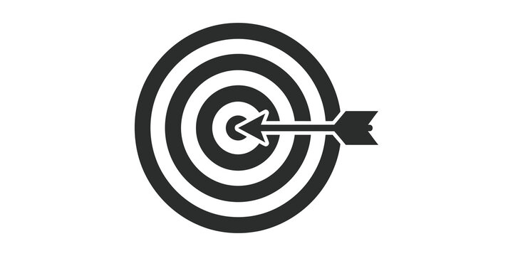 Target with arrow glyph icon for business goals and achievement themes.