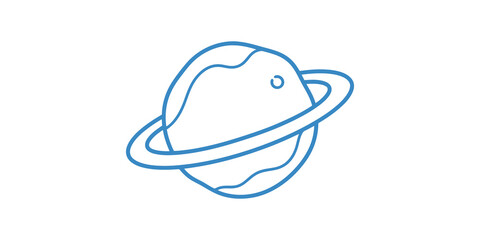Stylized blue planet Saturn with rings for space and science illustration. © 扁平化图标 
