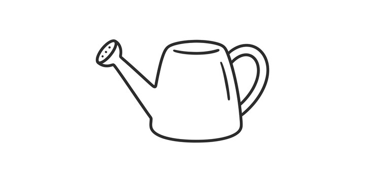 Watering can line art sketch for gardening and plant care hobby concepts.