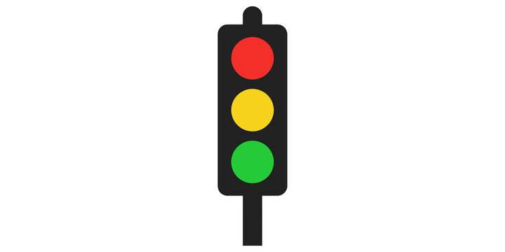 Vertical traffic light icon with red yellow and green signal lamps.