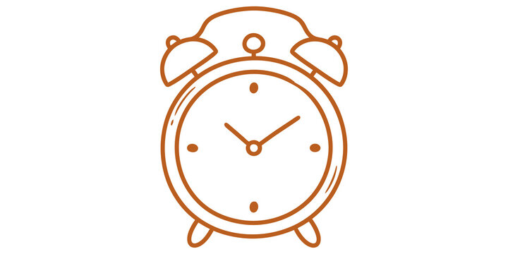 Orange alarm clock outline icon for time management and early wakeup.