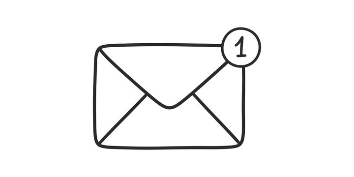 Email envelope icon with number one notification badge for web interface.