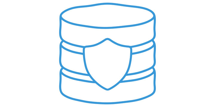 Secure database storage icon blue outline digital security data protection.