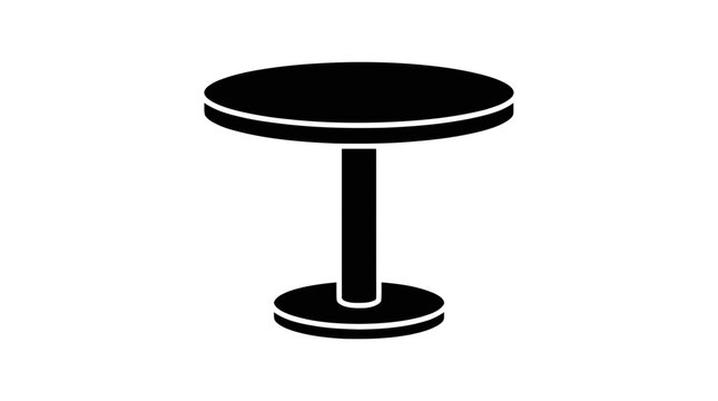 Vector illustration of round table icon vector silhouette on a transparent background