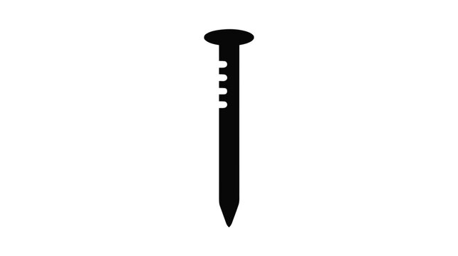 Vector illustration of metal nail silhouette on a transparent background