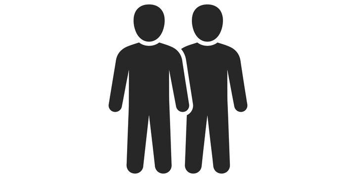Two male figures standing together icon representing male friendship.