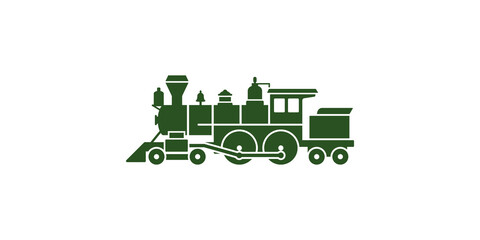 Green vintage steam locomotive train engine illustration for transportation. © 扁平化图标 