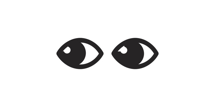 Black eye icons set isolated on white for graphic design and interfaces.