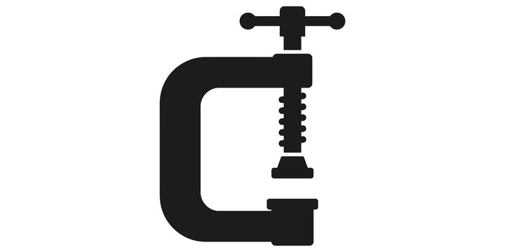 Industrial c-clamp metal tool black silhouette for workshop repair jobs.