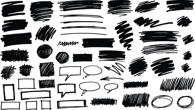 Hand drawn doodle sketch arrow circle scribble bubble silhouette icon set illustration, abstract vector artwork, creative design graphic, artistic emblem symbol, textured motif,