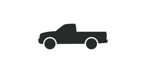 Simple pickup truck silhouette side view icon for transport logistics. © 扁平化图标 