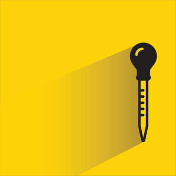 pipette dropper icon with shadow on yellow background