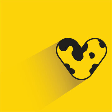 heart globe icon with shadow on yellow background