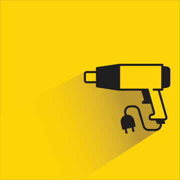 glue gun icon with shadow on yellow background