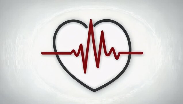 t44485 mp4 Clean 4K vector-style animation showcasing a pulsing heart rate monitor line icon with isolated transparent background engineered for medical video overlays health apps and clinical
